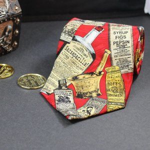 Museum Artifacts Handmade All Silk Tonic Bottles Red Tie. 58" Long 3 3/4" Wide